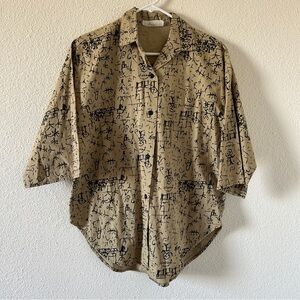 VTG Rose Garden Drop Shoulder Cotton Button Up Women’s Large Novelty Print